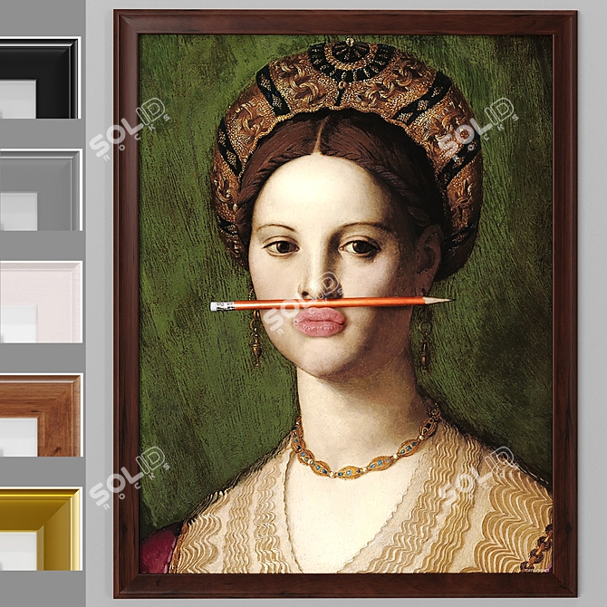 Orange Pencil Canvas Print - Modern Art Frame 3D model image 1