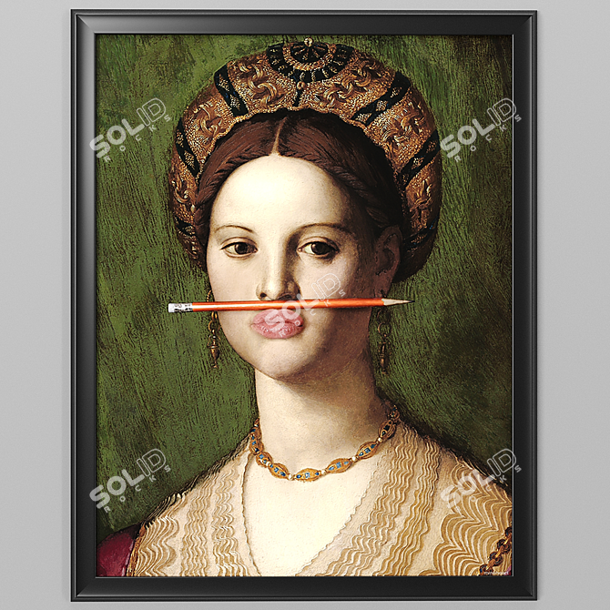 Orange Pencil Canvas Print - Modern Art Frame 3D model image 2