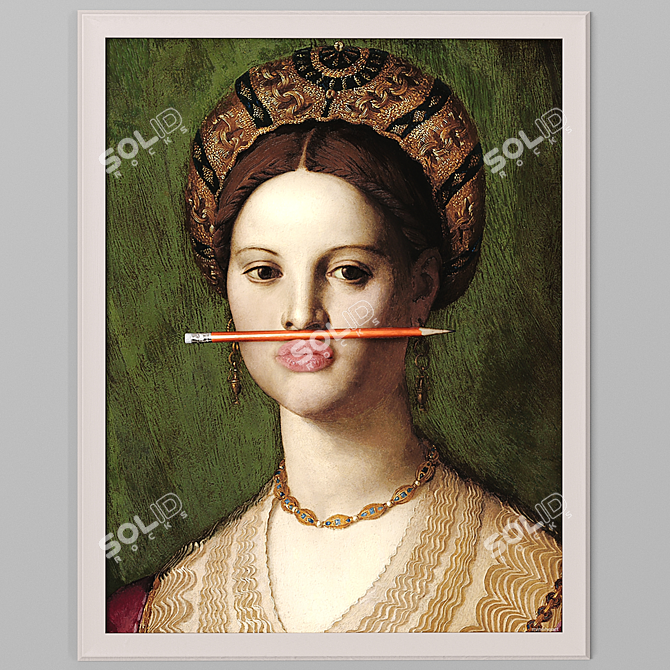 Orange Pencil Canvas Print - Modern Art Frame 3D model image 3