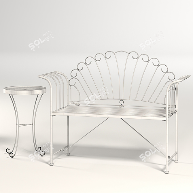 Outdoor Garden Bench - PBR Wood Design 3D model image 3