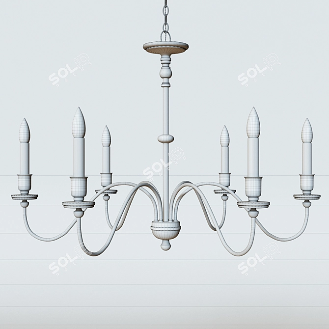 Sleek Six-Light Matte Black Chandelier 3D model image 5