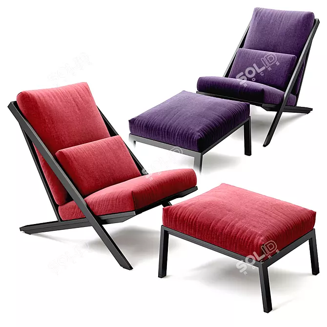 Elegant Fabric Armchair by GANDIABLASCO 3D model image 1