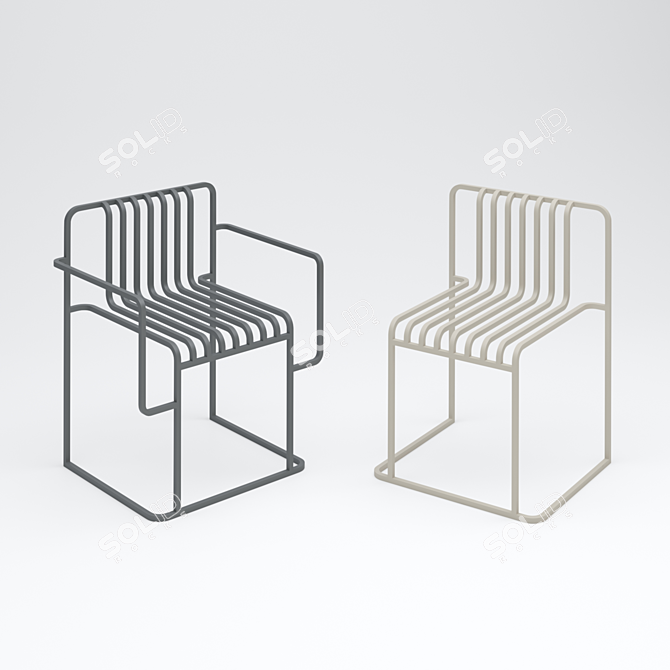 Sleek Metal Chair Set: Indoor/Outdoor Design 3D model image 2