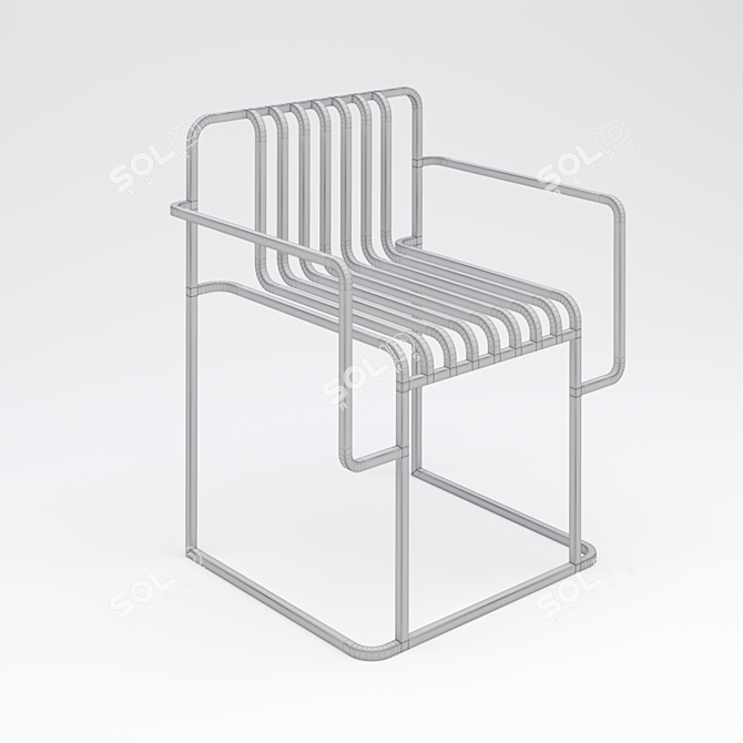 Sleek Metal Chair Set: Indoor/Outdoor Design 3D model image 4