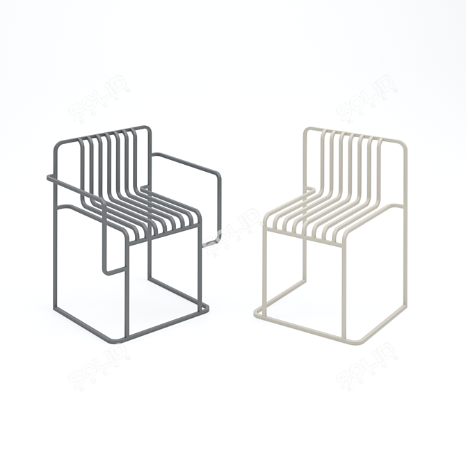 Sleek Metal Chair Set: Indoor/Outdoor Design 3D model image 6