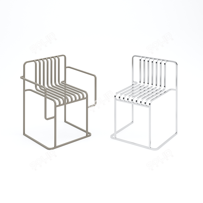 Sleek Metal Chair Set: Indoor/Outdoor Design 3D model image 7