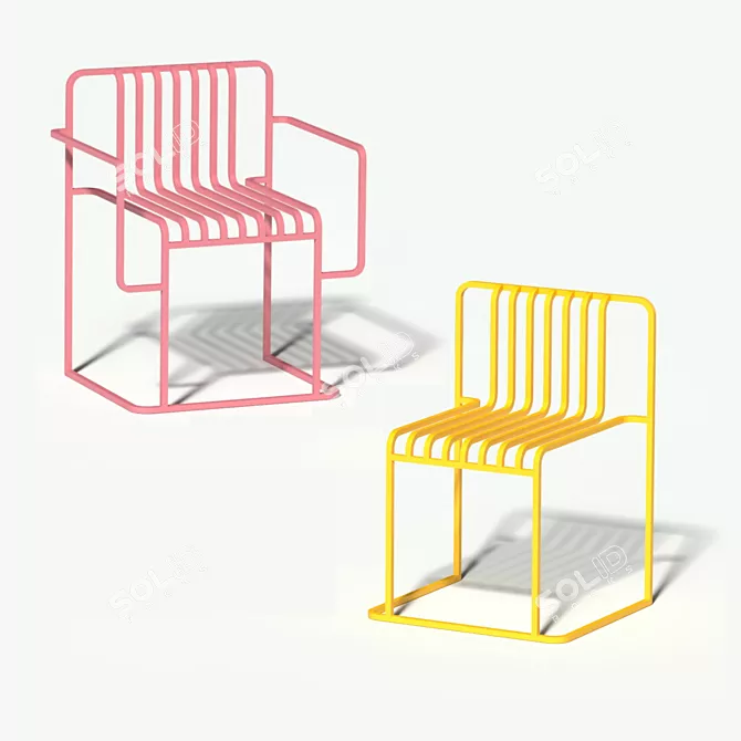 Sleek Metal Chair Set: Indoor/Outdoor Design 3D model image 11