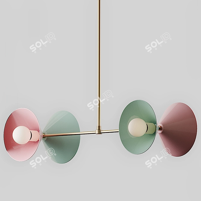Modern Brass Pendant Light with Celadon Enamel 3D model image 1