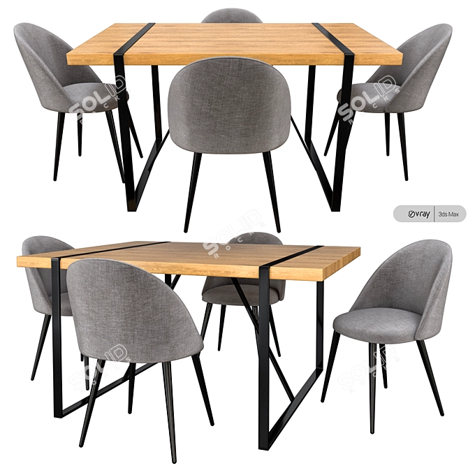 Elegant Reider Table Set 3D model image 2