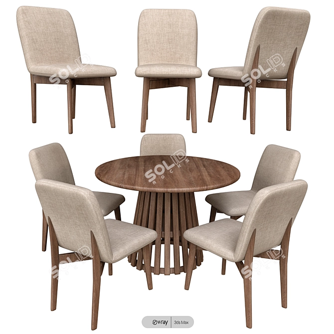 Modern Lifestorey Pavia Table Set 3D model image 2