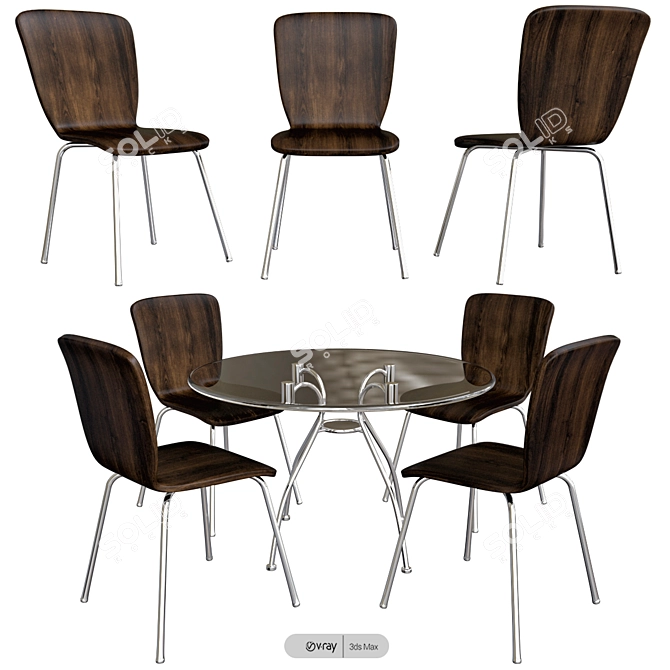 5-Piece Itza Dining Set 3D model image 1