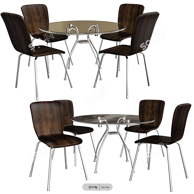 5-Piece Itza Dining Set 3D model image 2