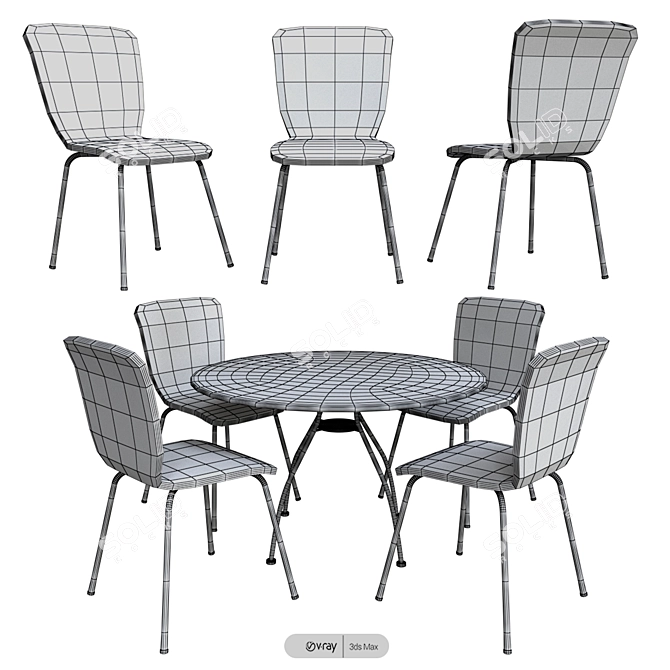 5-Piece Itza Dining Set 3D model image 3