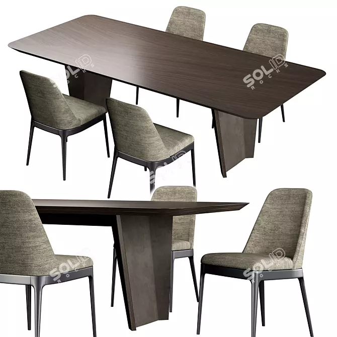 Elegant Pregno Blade Dining Set 3D model image 1