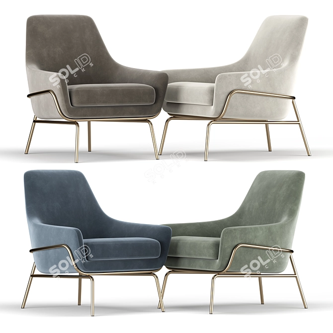 Elegant Coco Velvet Lounge Chair 3D model image 1
