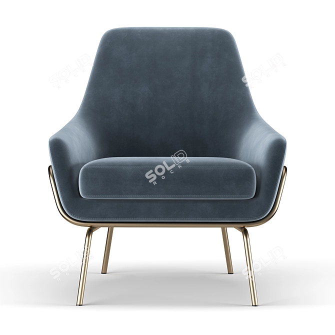 Elegant Coco Velvet Lounge Chair 3D model image 2