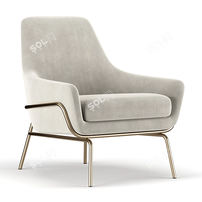 Elegant Coco Velvet Lounge Chair 3D model image 3