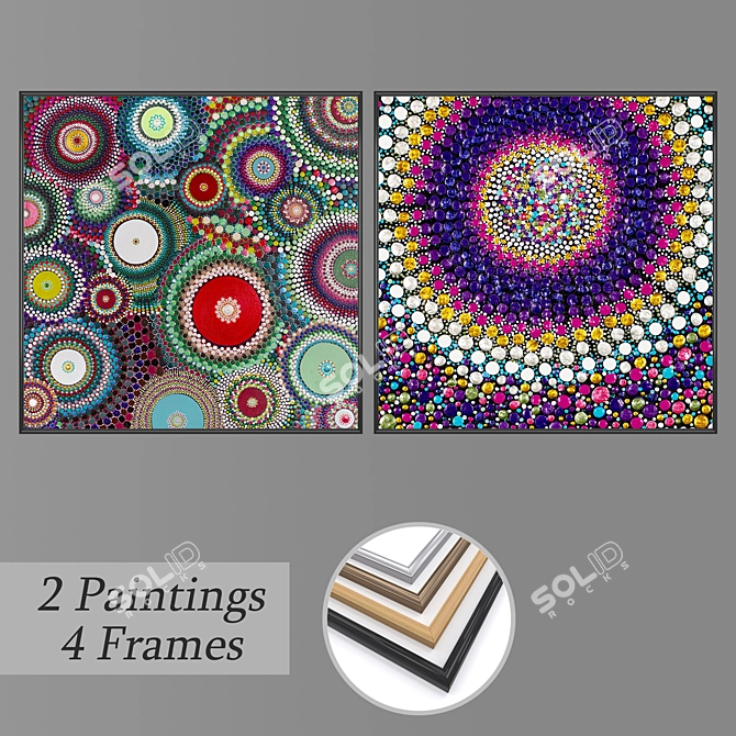 Elegant Wall Art Set with 2 Paintings 3D model image 1