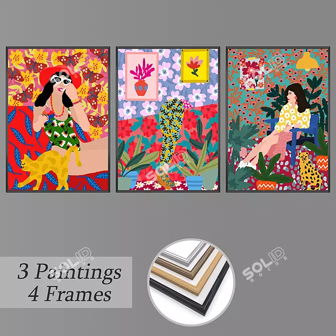 Versatile Set of Wall Paintings 3D model image 1