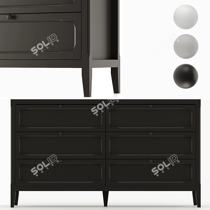 Eugénie 6-Drawer Chest of Drawers 3D model image 5