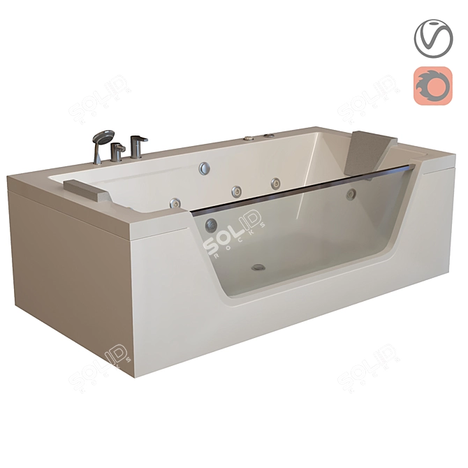 Elegant Glass Bathtub 3D model image 1