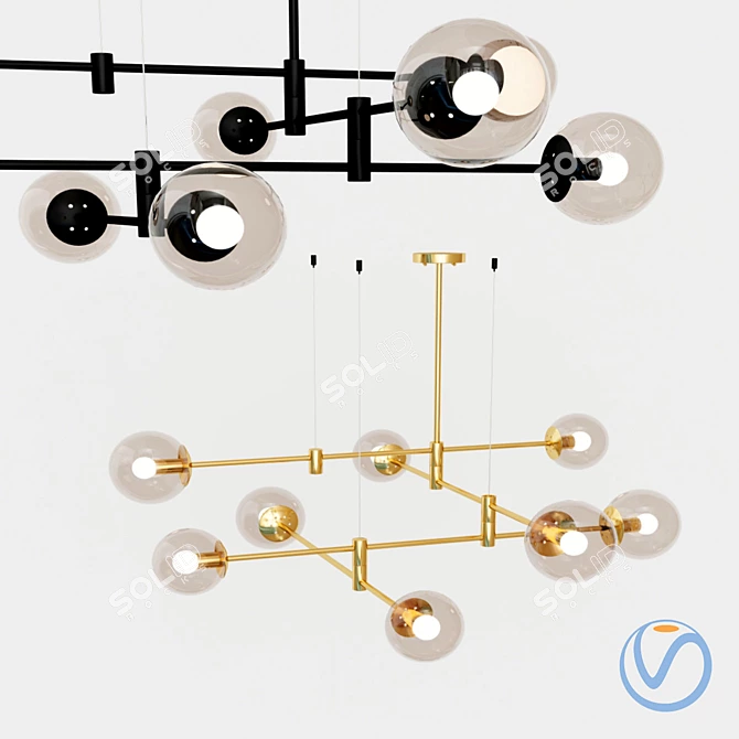 Elegant GAP Chandelier - 130cm Diameter 3D model image 3