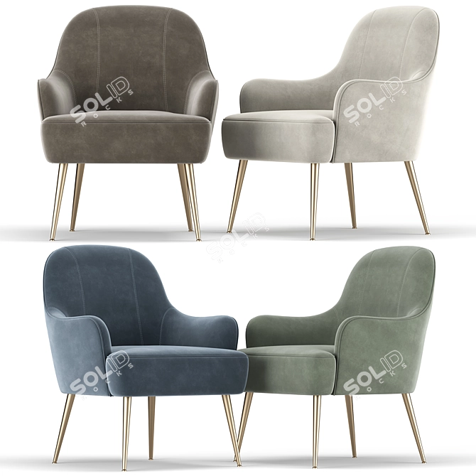 Elegant Velvet Accent Chair 3D model image 1