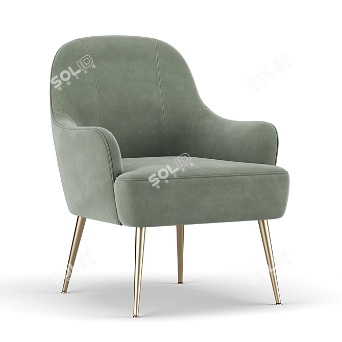 Elegant Velvet Accent Chair 3D model image 3