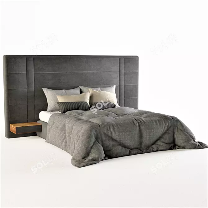 Elegant Upholstered Bed Wall 3D model image 1