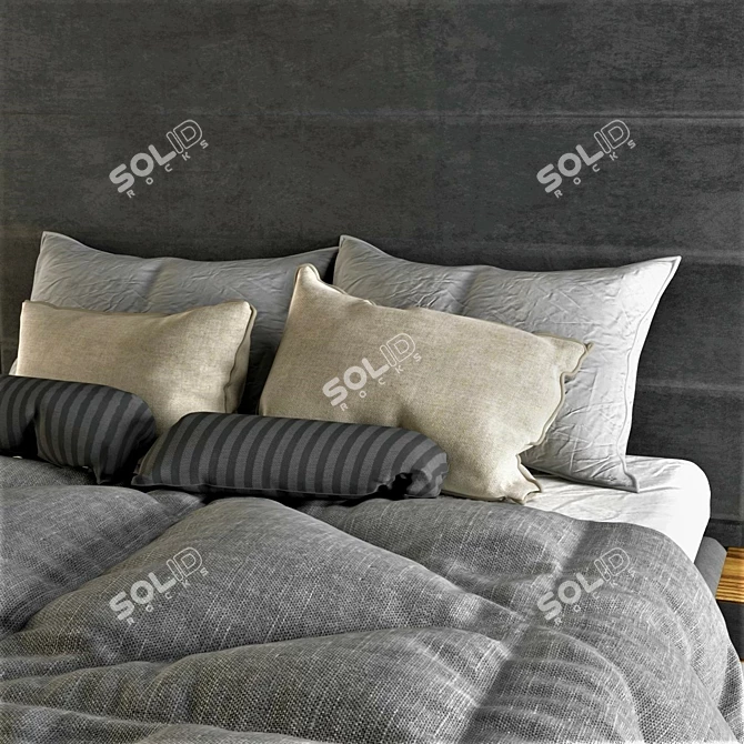 Elegant Upholstered Bed Wall 3D model image 3