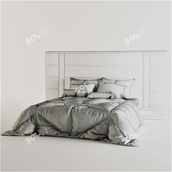 Elegant Upholstered Bed Wall 3D model image 4