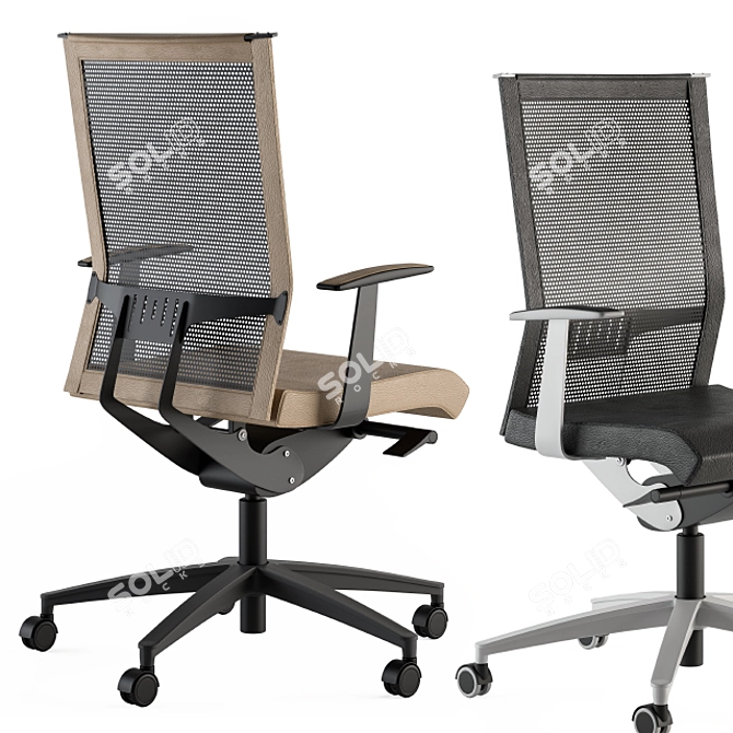 Elegant Dual-Tone Office Chair 3D model image 1