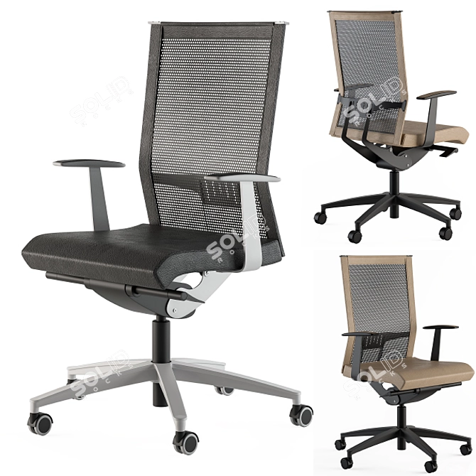 Elegant Dual-Tone Office Chair 3D model image 2