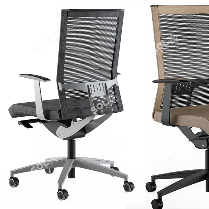 Elegant Dual-Tone Office Chair 3D model image 3