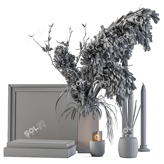 Boho Home Décor: Dried Plant & Pampas Set 3D model image 4