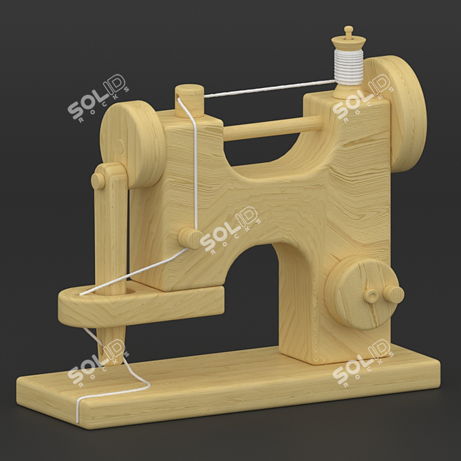 Vintage Wooden Sewing Machine: Timeless Craftmanship 3D model image 2