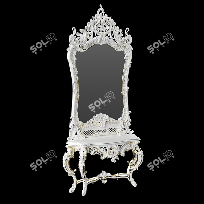 Elegant Reflective Classic Mirror 3D model image 1