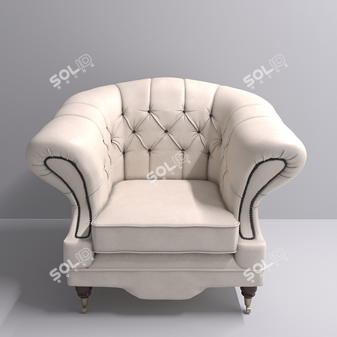 Elegant Vintage Armchair 3D model image 2