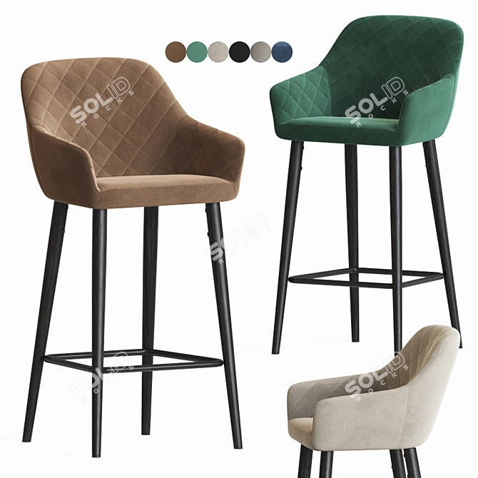 Onix Velvet Bar Stool: Sleek & Stylish 3D model image 1