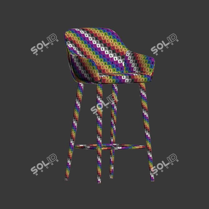 Onix Velvet Bar Stool: Sleek & Stylish 3D model image 5