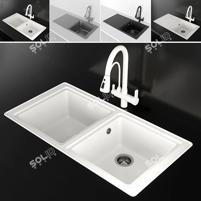 Vidric Deck Sink: Stylish, Durable, and Versatile! 3D model image 3