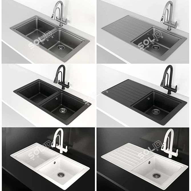 Vidric Deck Sink: Stylish, Durable, and Versatile! 3D model image 5