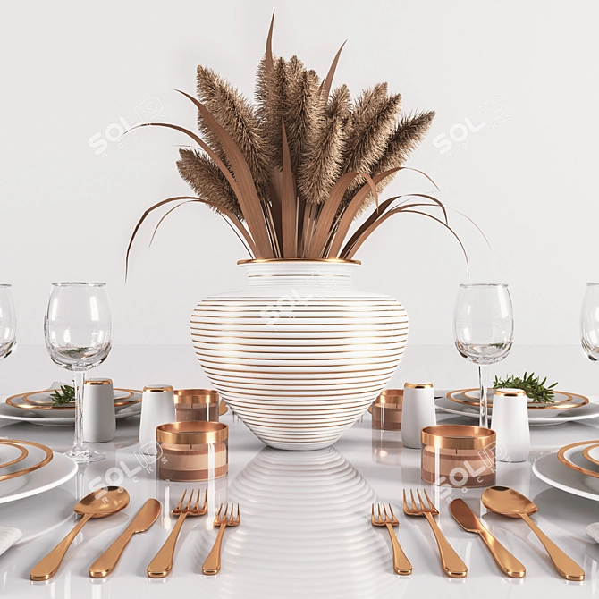 Minimalist White Table Setting 3D model image 15