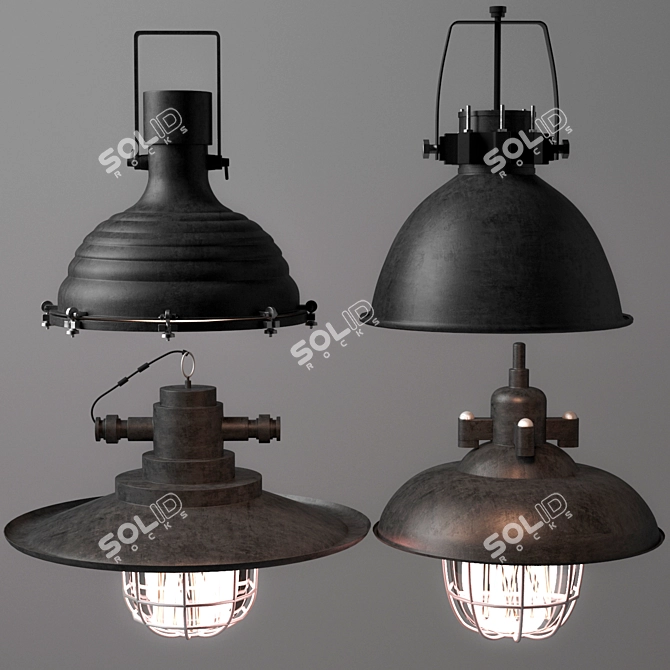 Industrial Pendant Lights 3D model image 1