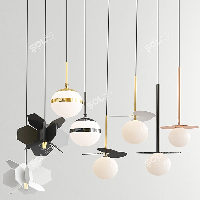 Elegant Hanging Pendant Lamps 3D model image 1