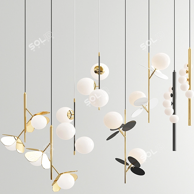 Elegant LED Hanging Light 3D model image 1