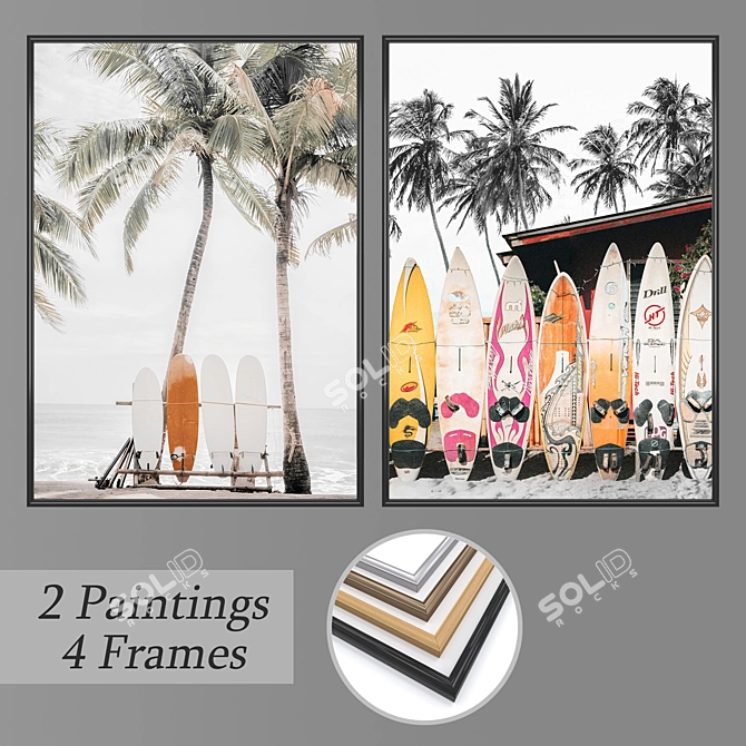 Abstract Art Set with Various Frame Options 3D model image 1