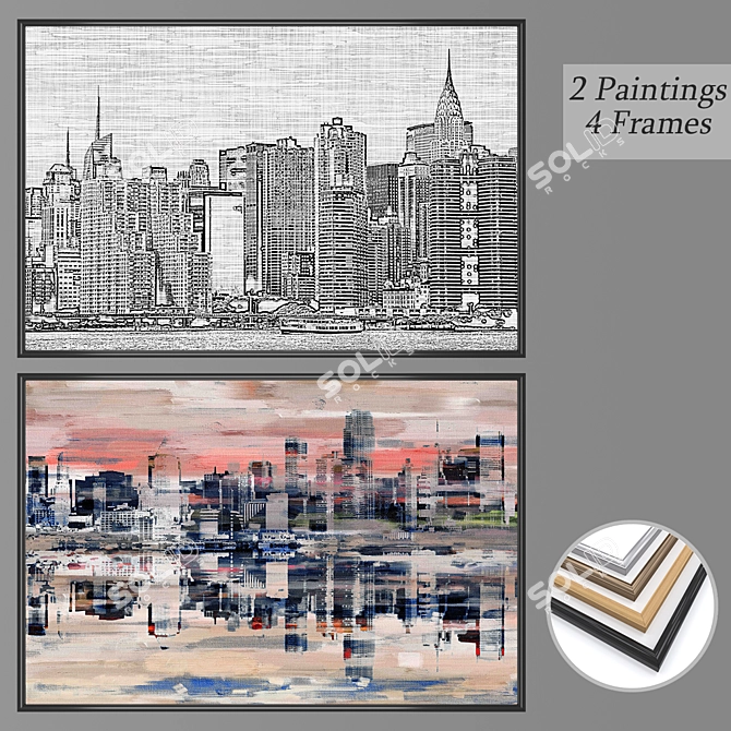 Elegant Wall Art Set: No 2443 3D model image 1