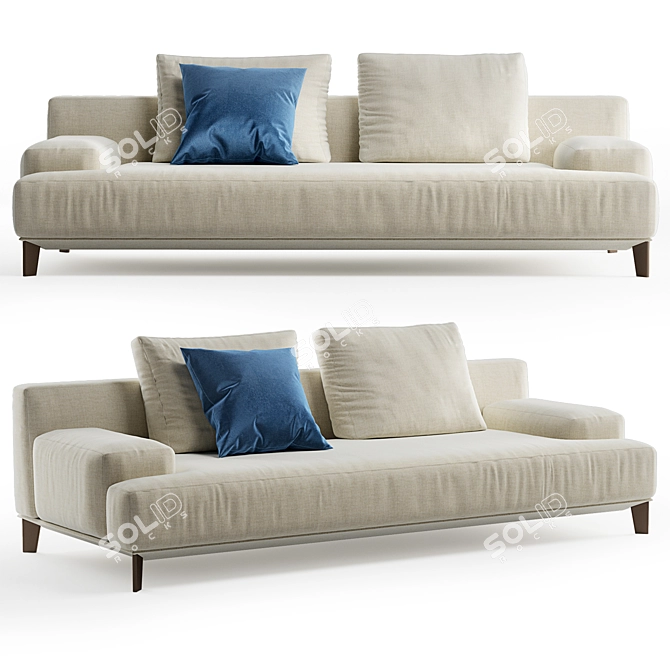 Elegant Ronny Alberta 2-Seater Sofa 3D model image 1
