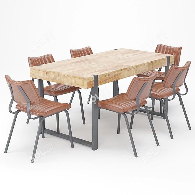 Jefferson Dining set (Table 1600x800mm + 6 Aiden Chairs) 3D model image 1
